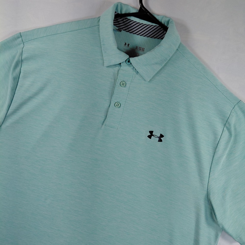 Under Armour HeatGear Mens XL Loose Fit Polo Shirt Mint Green Short Sleeve